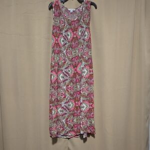 Croft & Barrow Pink and Green Maxi Dress